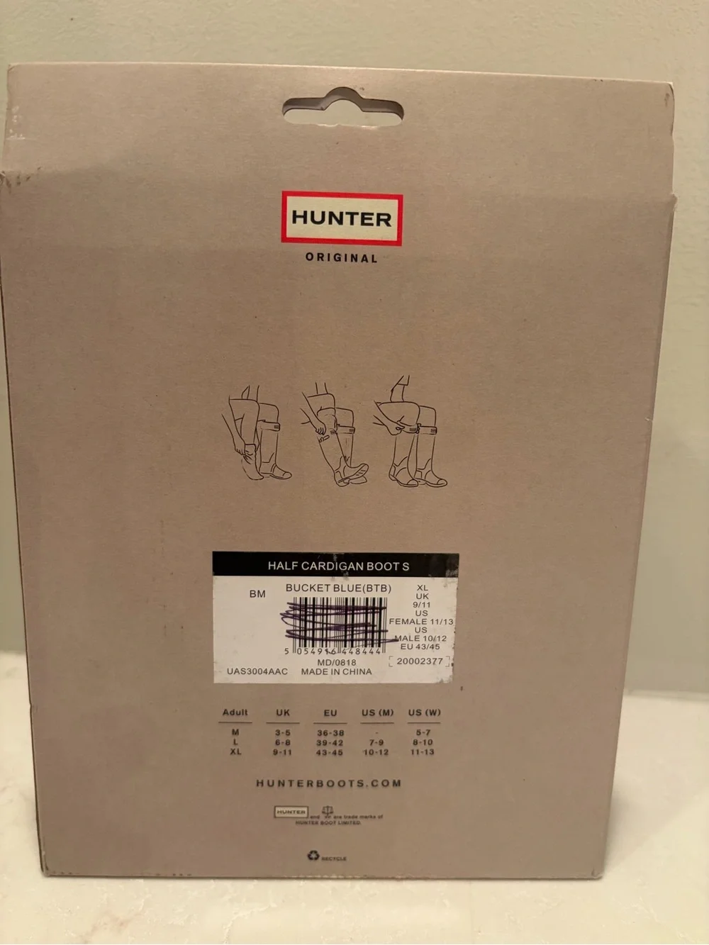 Hunter Unisex Boot Socks - Blue size XL  New in Box